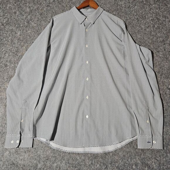 Perry Ellis Motion Shirt Mens 2XL Slim Fit Black White Pattern Stretch Button Up - Picture 1 of 7